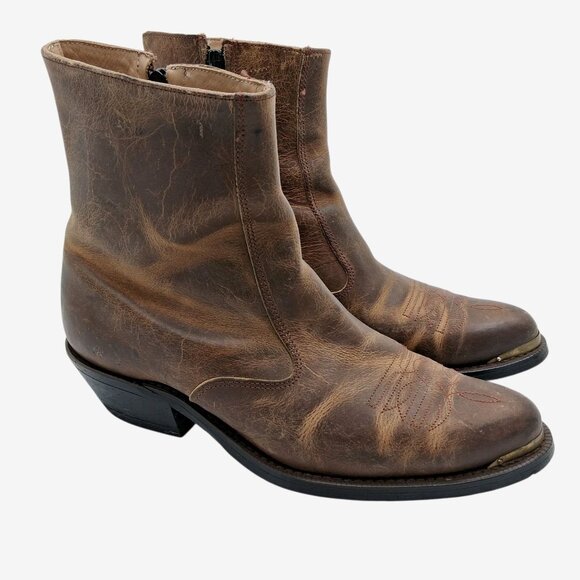 Canada West Boots Mens Size 7.5 2E Brown Leather Western Ankle Zip Cowboy 6506 - Picture 1 of 10